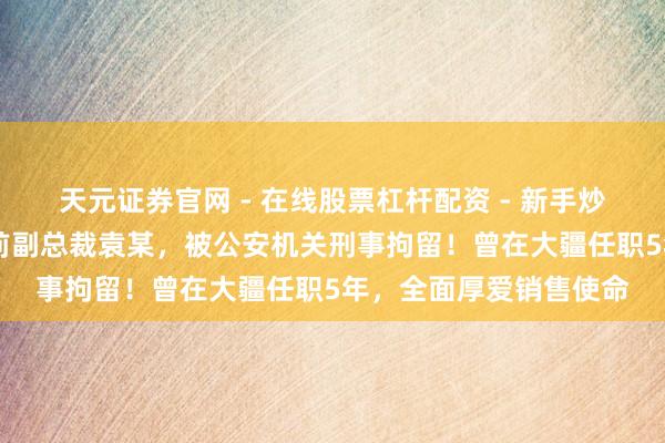 天元证券官网 - 在线股票杠杆配资 - 新手炒股如何配资杠杆 大疆前副总裁袁某，被公安机关刑事拘留！曾在大疆任职5年，全面厚爱销售使命