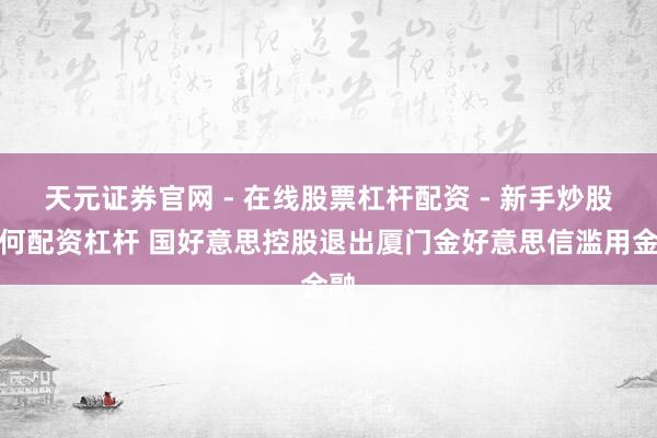 天元证券官网 - 在线股票杠杆配资 - 新手炒股如何配资杠杆 国好意思控股退出厦门金好意思信滥用金融