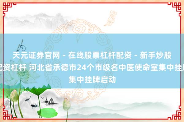 天元证券官网 - 在线股票杠杆配资 - 新手炒股如何配资杠杆 河北省承德市24个市级名中医使命室集中挂牌启动